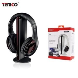 Casco Bluetooth con mic. 5 en 1 negro Temco BEP001