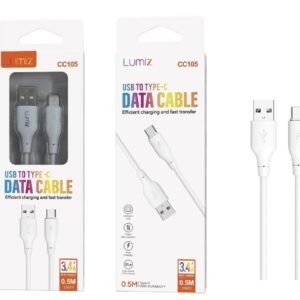Cable Type-C 3A 0.5M blanco Lumiz CC105 3.4A Type-C