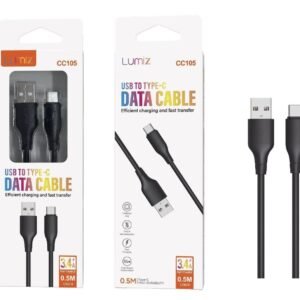 Cable Type-C 3A 0.5M negro Lumiz CC105 Type-C