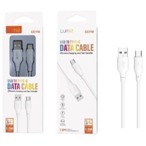 Cable Type-C 3.4A 1.5M blanco Lumiz CC110 Type-C