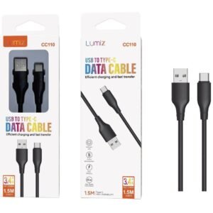 Cable Type-C 3.4A 1.5M negro Lumiz CC110 Type-C