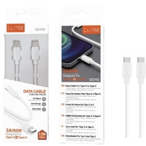 Cable C-C 3A/60W 1.5M blanco Lumiz CC112 3A/60W C-C