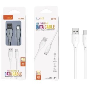 Cable Type-C 3A 2M blanco Lumiz CC113 Type-C