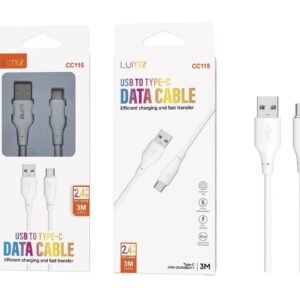 Cable Type-C 2.4A 3M blanco Lumiz CC115 Type-C