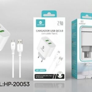 Cargador 2USB con cable Type-C Hopecom HP-20053 2.4A