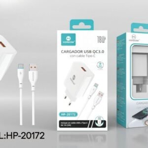 Cargador USB QC3.0 con cable Type-C Hopecom HP-20172 18W
