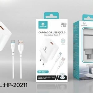 Cargador USB QC3.0 con cable Type-C Hopecom HP-20211 24W