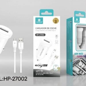 Cargador 18W con cable Type-C para coche Hopecom HP-27002