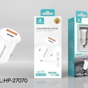 Cargador USB+Type-C para coche PD30W+18W Hopecom HP-27070 PD30W+18W USB+Type-C