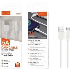 Cable Type-C 5A 1M blanco Lumiz CC209 Type-C