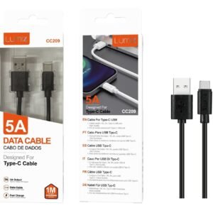 Cable Type-C 5A 1M negro Lumiz CC209 Type-C