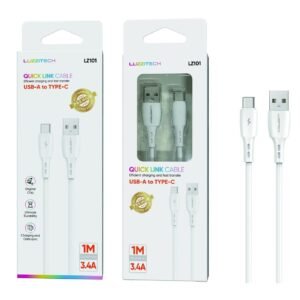 Cable Type-C 3.4A 1M blanco Lumiz LZ101 Type-C