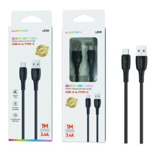 Cable Type-C 3.4A 1M negro Lumiz LZ101 Type-C