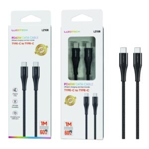 Cable Type-C to Type-C 60W 1M negro Lumiz LZ108 Type-C TO Type-C