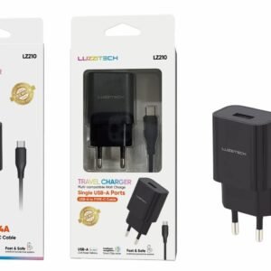 Cargador 2.4A con cable Type-C negro Lumiz LZ210
