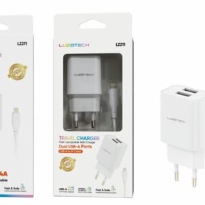 Cargador 2.4A 2USB con cable IP blanco Lumiz LZ211