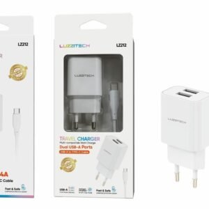 Cargador 2.4A 2USB con cable Type-C Lumiz LZ212