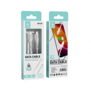 Ikrea WB1394 cable trenzado de carga rápida PD Type-C to Lightning 30W 3A max 1M blanco