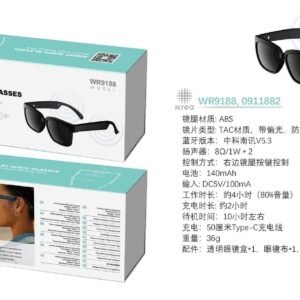 Ikrea WR9188 gafas inteligentes UV400 con audio Bluetooth V5.3 llamada/musica lente gris